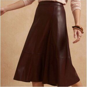 Banana Republic Faux Leather A line Bordeaux Kiss Skirt Size 4